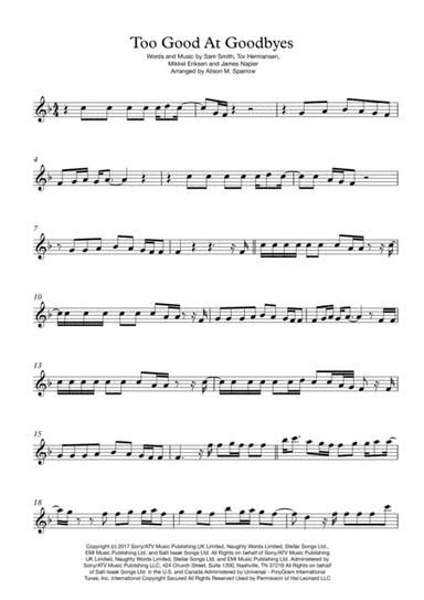Too Good At Goodbyes (arr. Alison M. Sparrow)