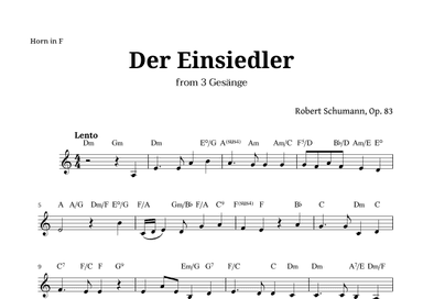 Der Einsiedler by Schumann for French Horn and Chords (arr. Langanho)