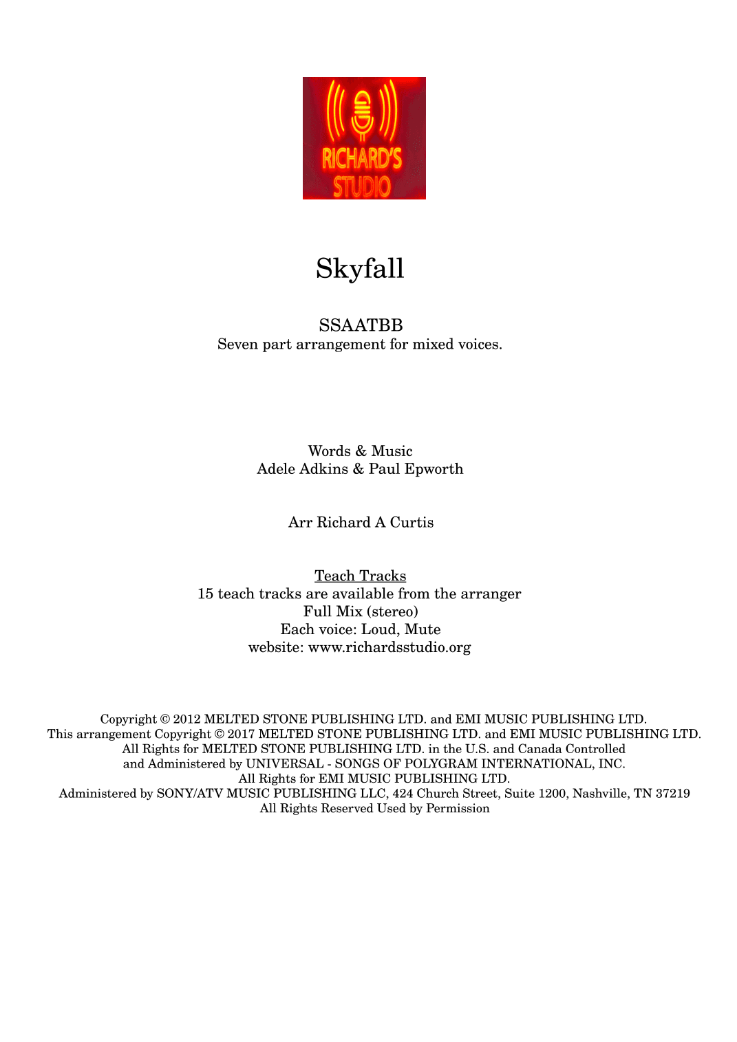 Skyfall (arr. Richard A Curtis)