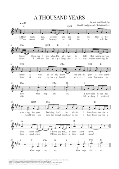 A Thousand Years (arr. Cadenza Editions)