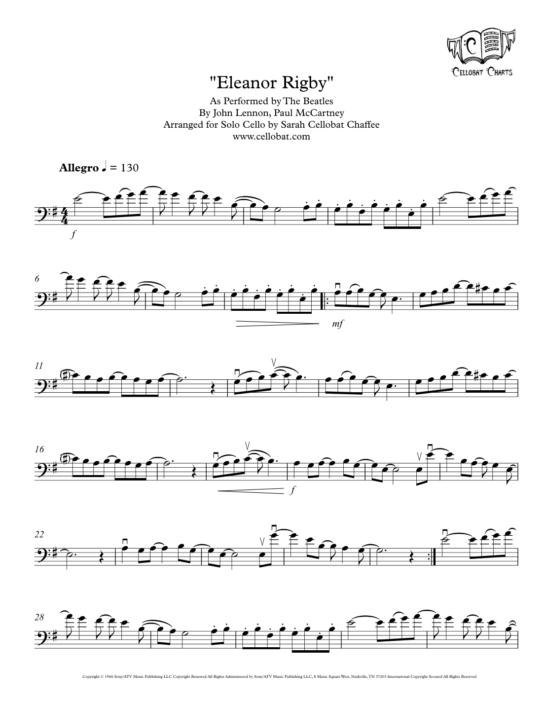 Eleanor Rigby (arr. Sarah Cellobat Chaffee)