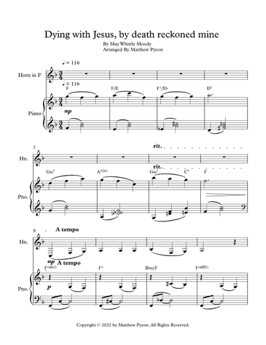 Dying with Jesus, by death reckoned mine (arr. Matthew pyeon)