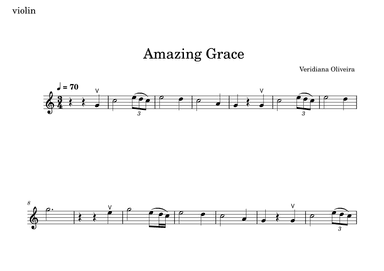 Amazing Grace (for violin,  without chord figures) (arr. Veridiana Oliveira)