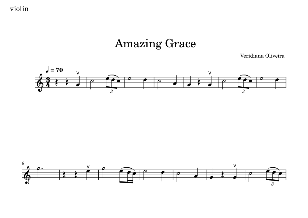 Amazing Grace (for violin,  without chord figures) (arr. Veridiana Oliveira)