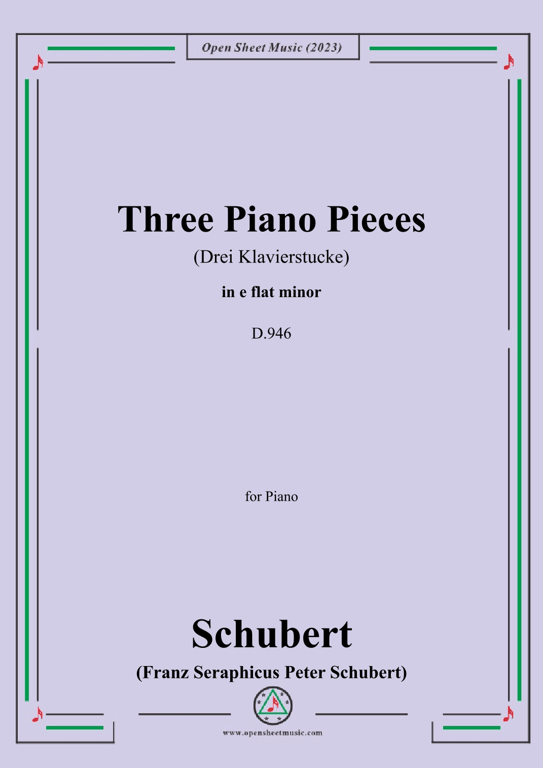 Schubert-Three Piano Pieces(Drei Klavierstucke),D.946 (arr. OSM Press)