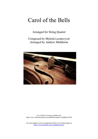 Carol of the Bells arranged for String Quartet (arr. Andrew Middleton)