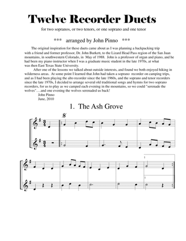 Twelve Recorder Duets (arr. John Pinno)