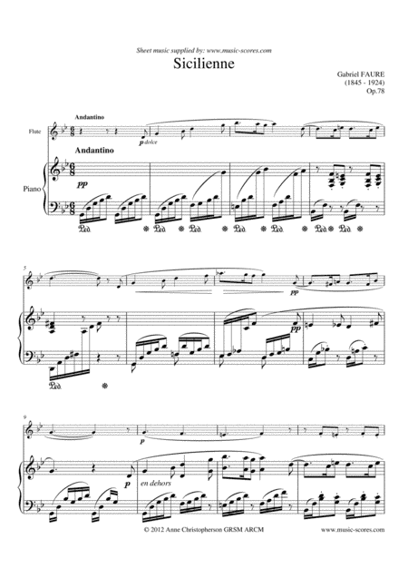 Fauré: Sicilienne - Flute and Piano (arr. Anne L Christopherson GRSM ARCM)