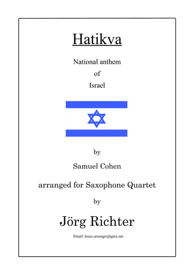 Hatikva (National Anthem of Israel) for Saxophone Quartet (arr. Jörg Richter)