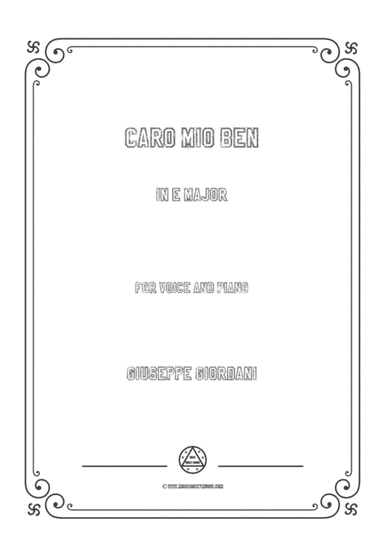 Giordani,Giuseppe-Caro mio ben in E Major,for Voice and Piano (arr. MSM)