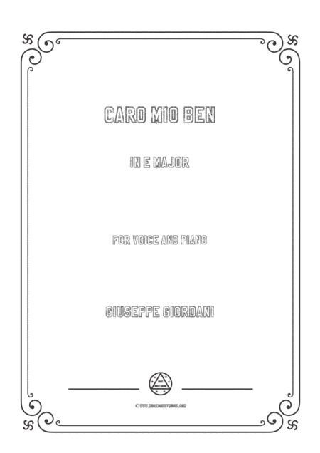 Giordani,Giuseppe-Caro mio ben in E Major,for Voice and Piano (arr. MSM)
