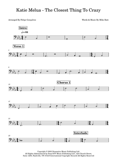 The Closest Thing To Crazy (arr. Felipe Gonçalves)