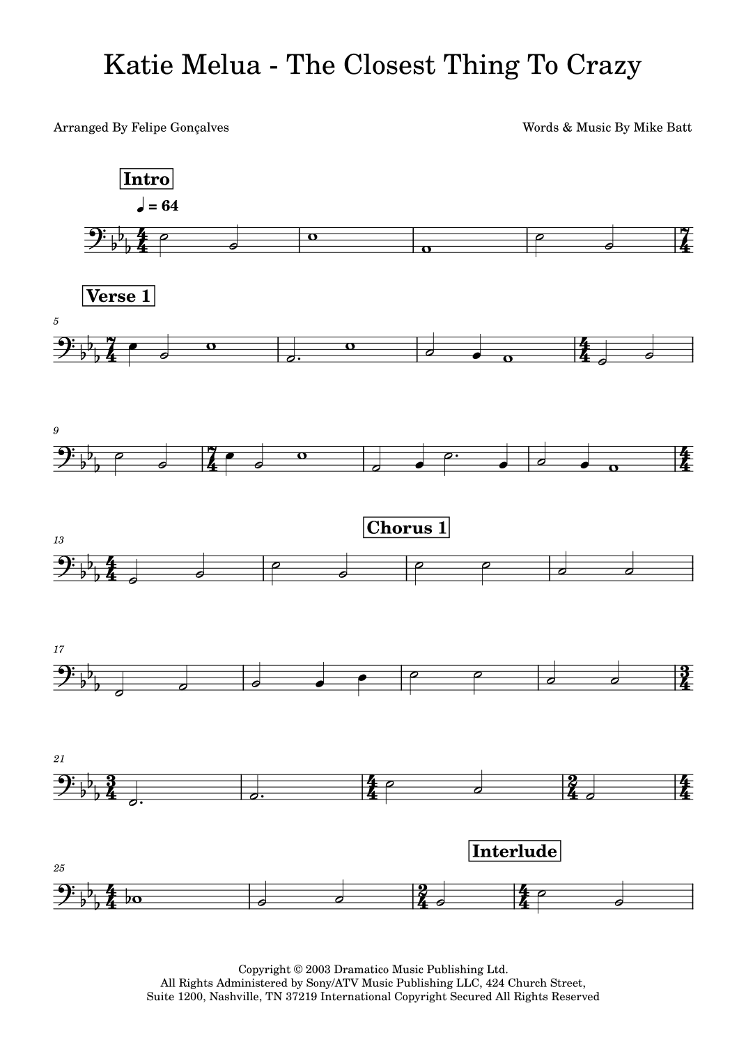 The Closest Thing To Crazy (arr. Felipe Gonçalves)