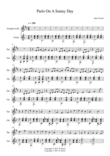 Paris On A Summer Day for Trumpet and Guitar