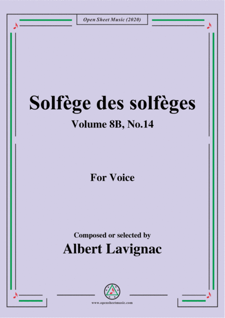 Lavignac-Solfège des solfèges,Volume 8B,No.14,for Voice (arr. MSM)