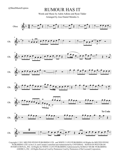 Rumour Has It (arr. Jose Daniel Morales A.)