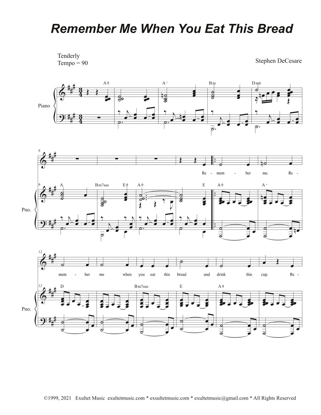 Remember Me When You Eat This Bread (Vocal solo)