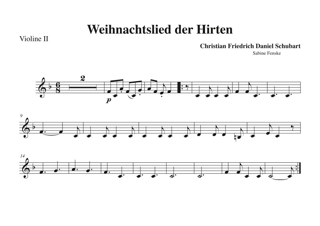 Schubart Christmas song of the shepherds (arr. Sabine Fenske)