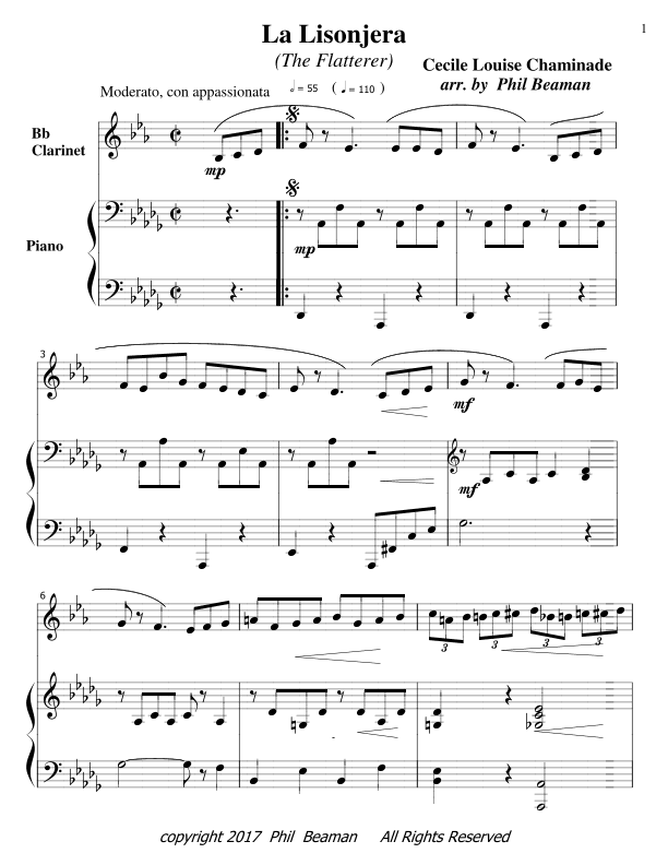 La Lisonjera - clarinet-piano (arr. Phil Beaman)