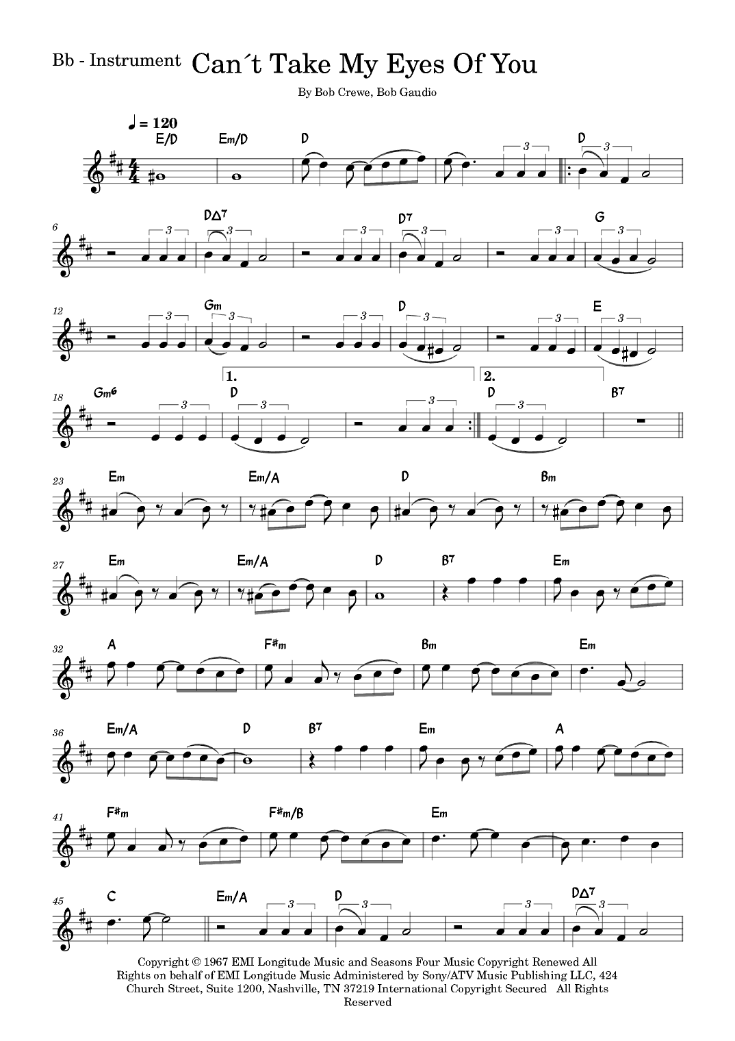 Can't Take My Eyes Off Of You (arr. Fabio Eduardo de Oliveira)