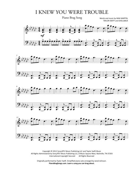 I Knew You Were Trouble (arr. Jared Johnson)