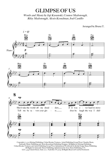 Glimpse Of Us (arr. Bruna T.)