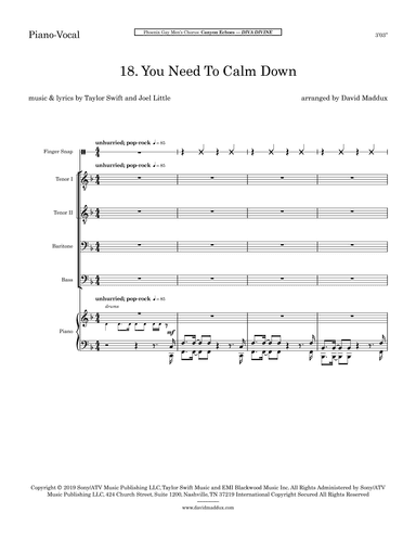 You Need To Calm Down (arr. David Maddux)