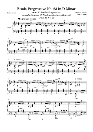 Etude Progressive Opus 46 No. 23 in D Minor (arr. Zachary Corbett)