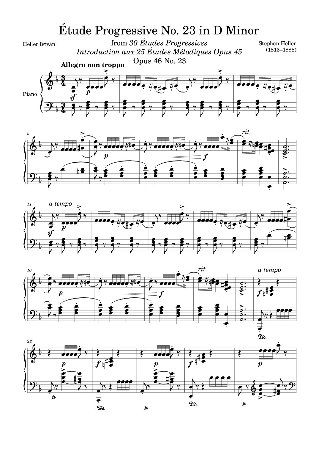 Etude Progressive Opus 46 No. 23 in D Minor (arr. Zachary Corbett)