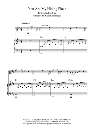 You Are My Hiding Place (arr. Kaiserin Rebecca)