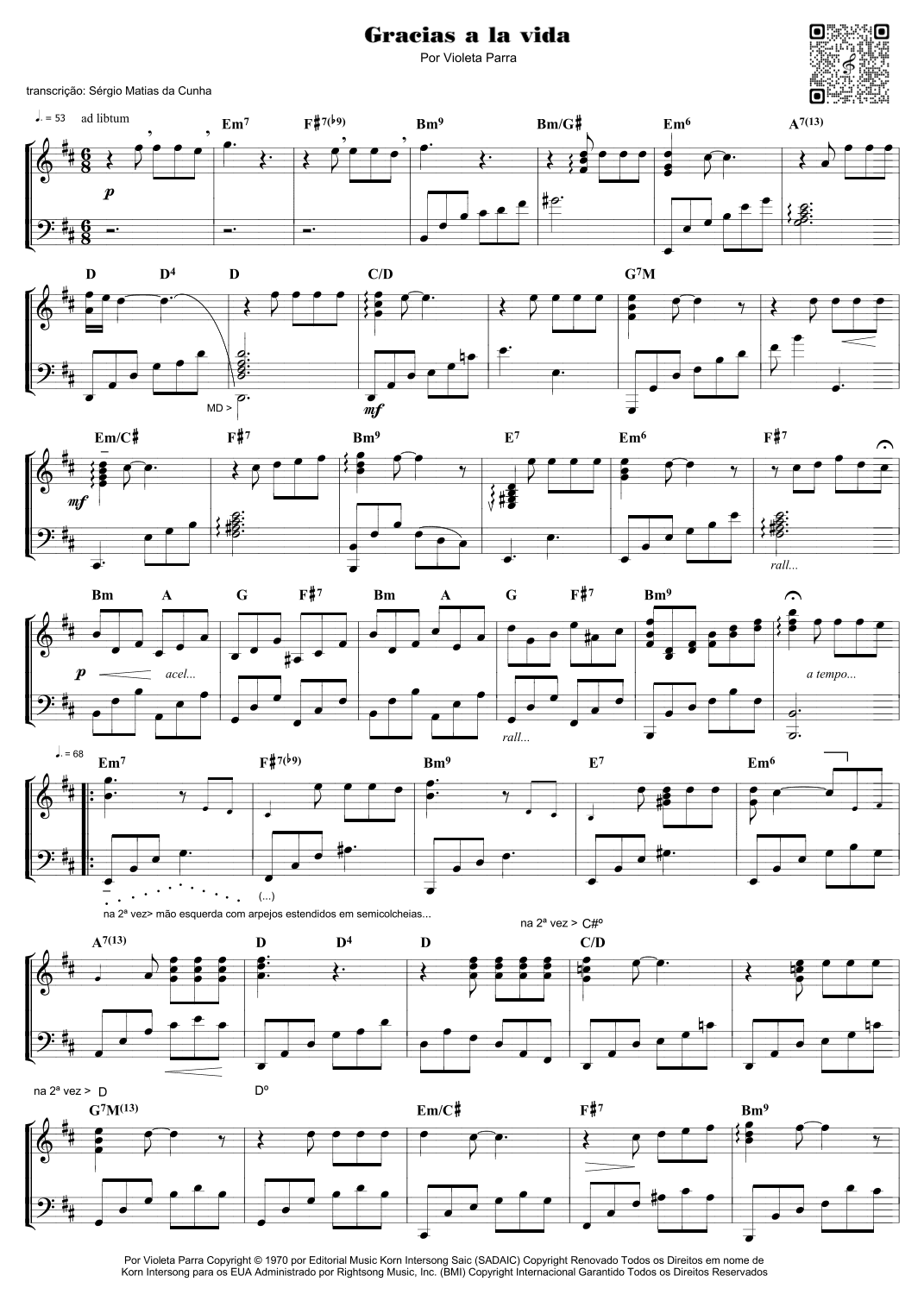 Gracias A La Vida (arr. Sérgio Matias da Cunha)