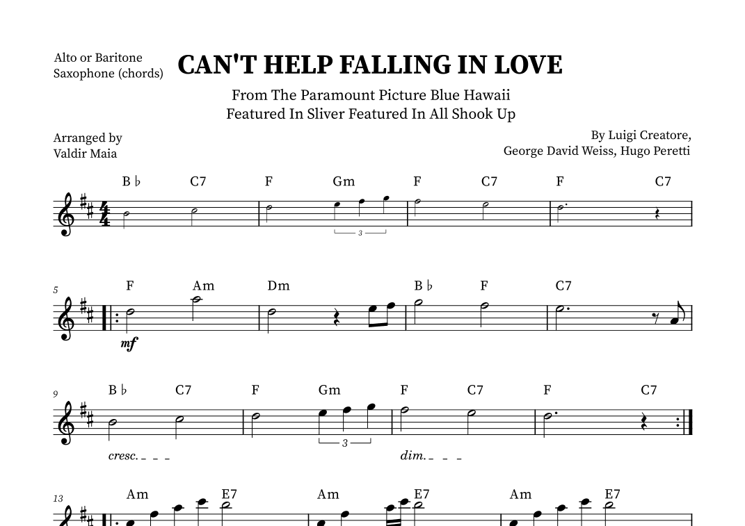 Can't Help Falling In Love (arr. Valdir Maia)