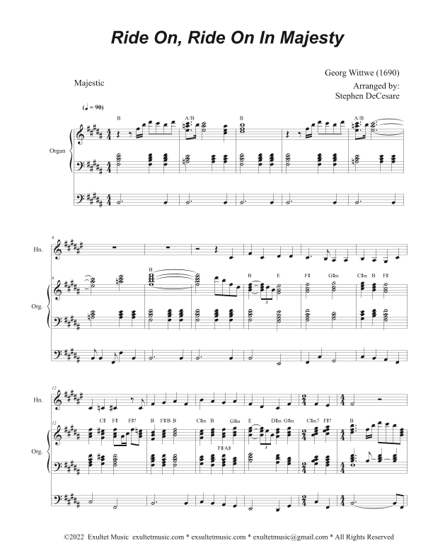 Ride On, Ride On In Majesty (French Horn solo and Organ) (arr. Stephen DeCesare)