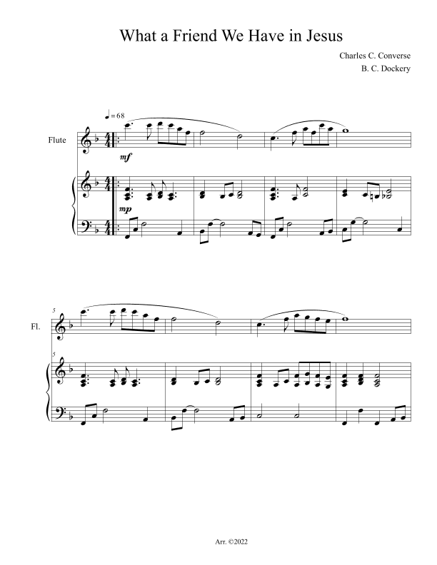 What a Friend We Have in Jesus (Flute Solo with Piano Accompaniment) (arr. B. C. Dockery)