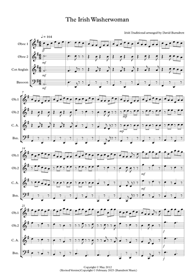 The Irish Washerwoman for Double Reed Quartet (arr. David Burndrett)