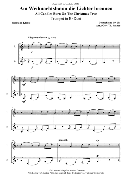 All Candles Burn On The Christmas Tree (arr. Gert Th. Walter)