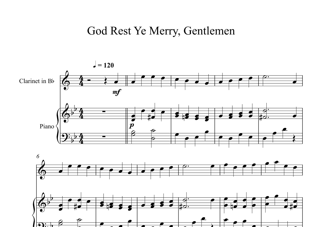 God Rest Ye Merry, Gentlemen (Clarinet + Piano) (arr. Digital Book Music)