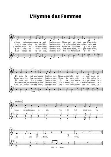 L’Hymne des Femmes (arr. Cadenza Editions)