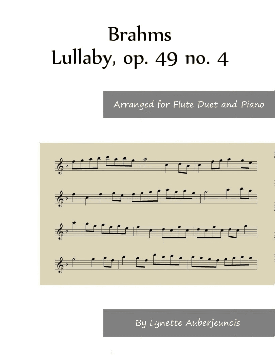 Lullaby, op. 49 no. 4 - Flute Duet and Piano (arr. Lynette Auberjeunois)