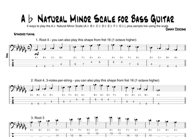 Ab Natural Minor Scale for Bass Guitar (4 Ways to Play)