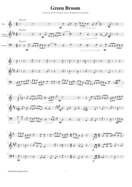 The Ballad of Green Broom for wind trio (arr. David Warin Solomons)