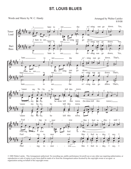 ST. LOUIS BLUES (arr. Walter Latzko)