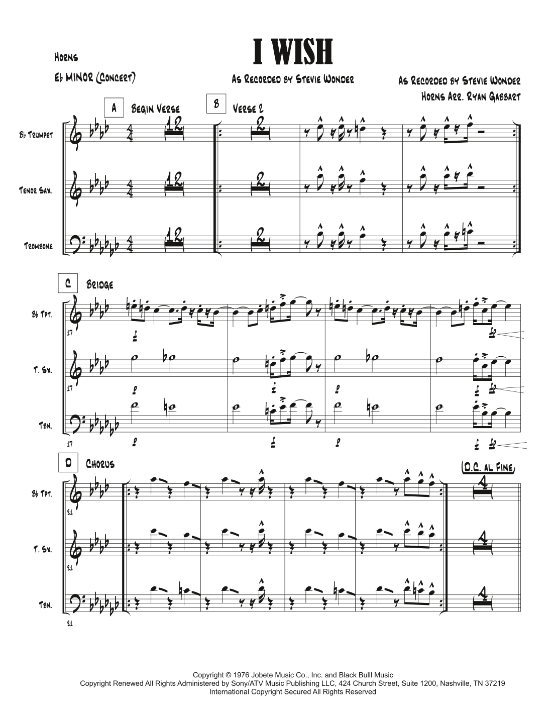 I Wish (arr. Ryan Gabbart)