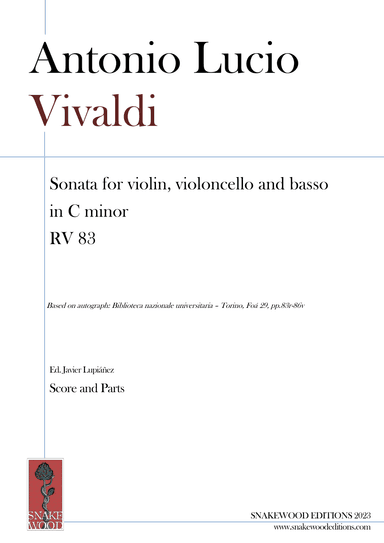 Vivaldi – Trio Sonata for violin, violoncello and continuo in C minor RV 83 (arr. Snakewood Editions)
