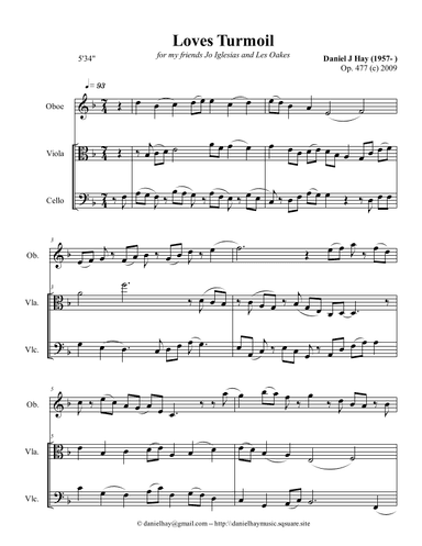 Loves Turmoil (Opus 477) Oboe, Viola, Cello trio - Score Only