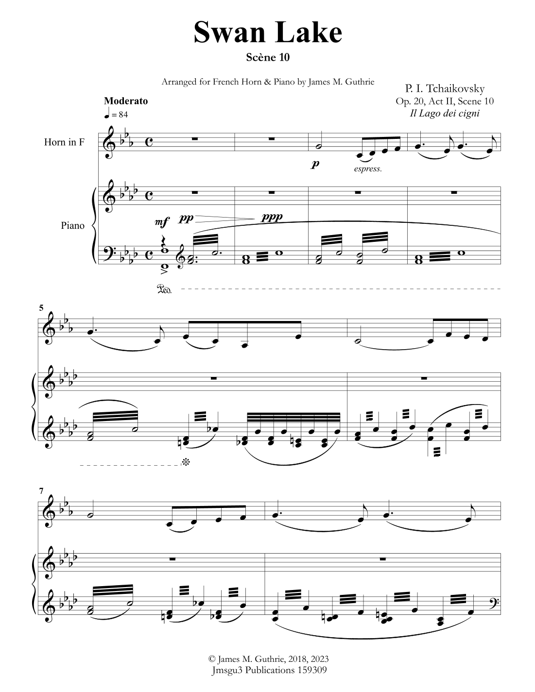 Tchaikovsky: Scene 10 from Swan Lake for French Horn & Piano (arr. James M. Guthrie, ASCAP)