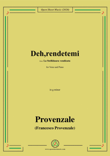Provenzale-Deh,rendetemi,in g minor,for Voice and Pinao (arr. MSM)