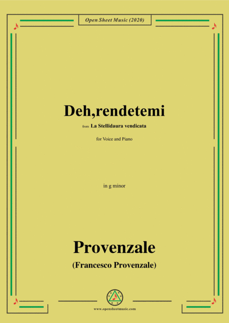 Provenzale-Deh,rendetemi,in g minor,for Voice and Pinao (arr. MSM)