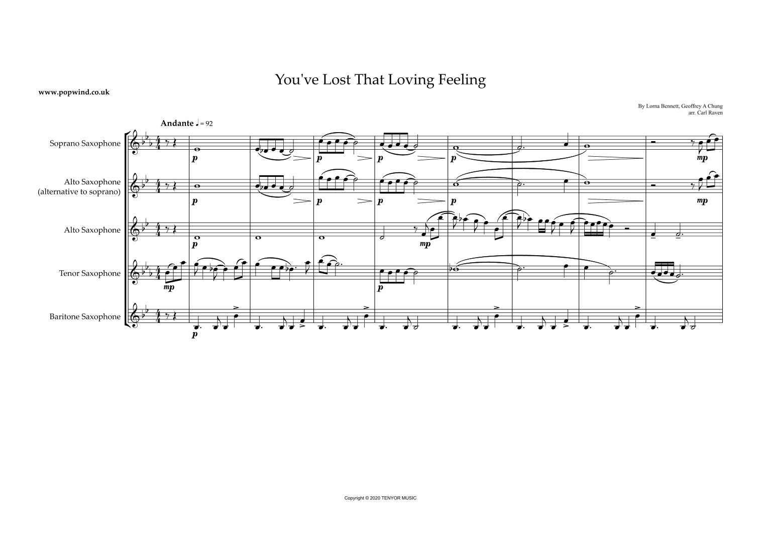 You've Lost That Loving Feeling (arr. Carl Raven)