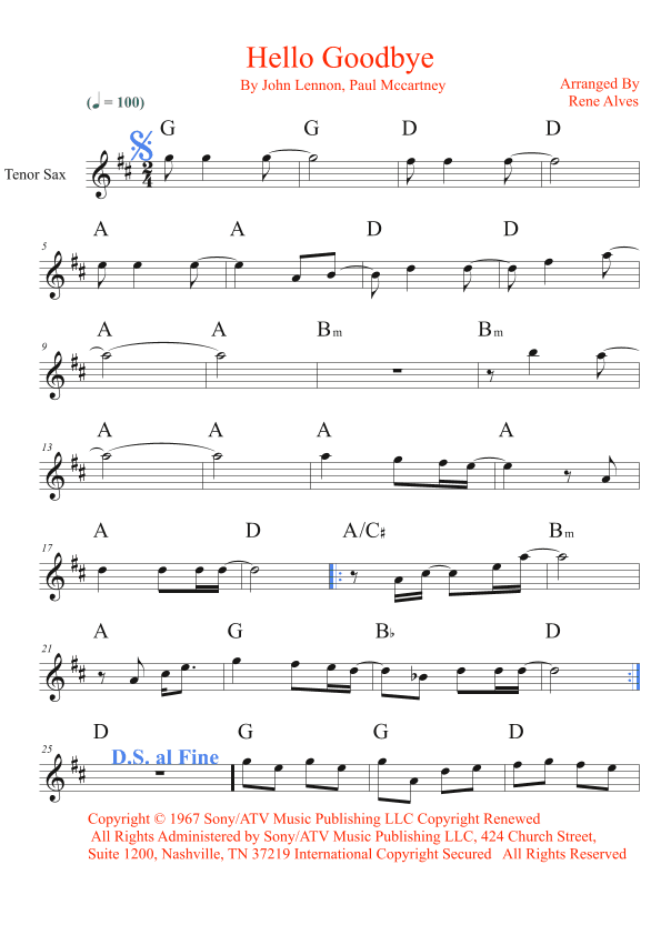 Hello, Goodbye (arr. Rene Alves)